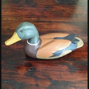 Vintage James Hadden Handpainted & Autographed Wooden Mallard Decoy Duck